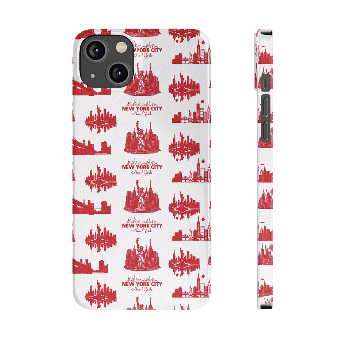 Slim New York Skyline Red Collage Coquette Gift for Her Cute Phone Cases for Iphone 16 Pro Max | iPhone 15 Case | iPhone 15 Pro Max Case, Iphone 14, Iphone 14 Pro Max, Iphone 13 12 11 8 7 - Studio40ParkLane