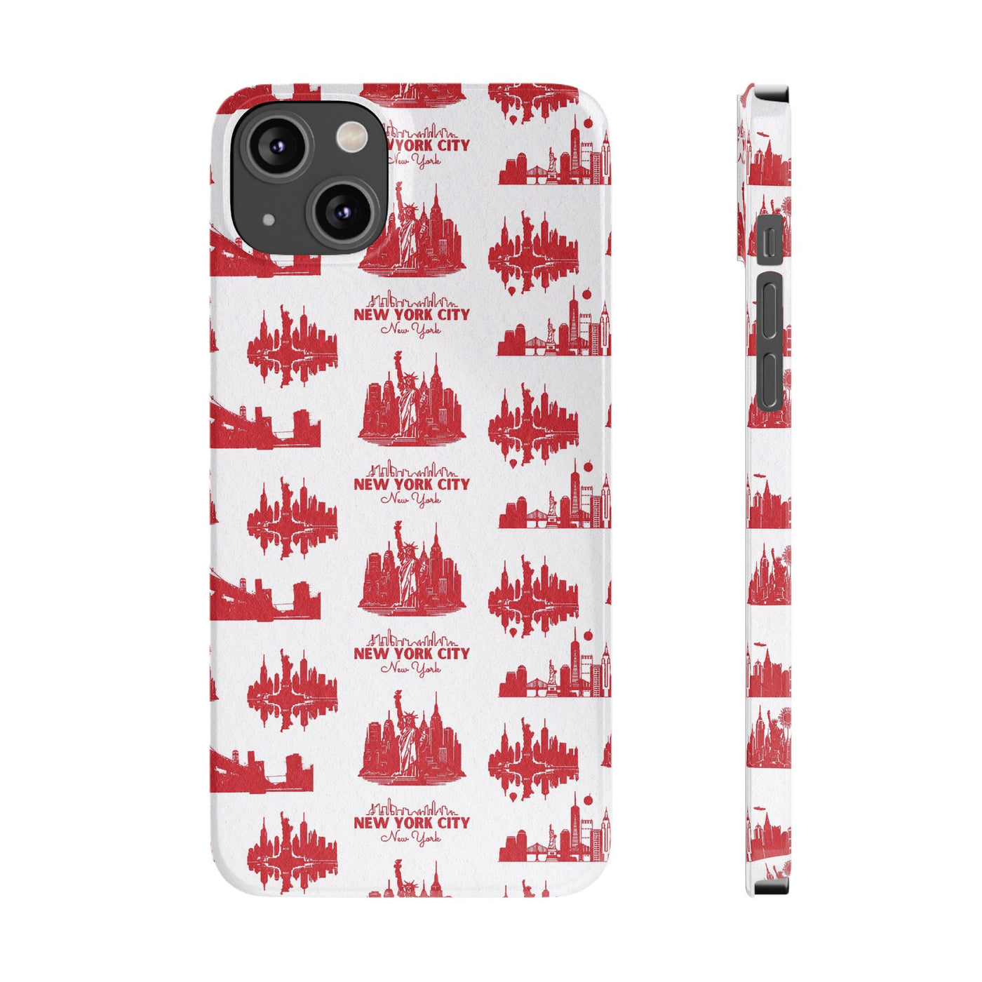 Slim New York Skyline Red Collage Coquette Gift for Her Cute Phone Cases for Iphone 16 Pro Max | iPhone 15 Case | iPhone 15 Pro Max Case, Iphone 14, Iphone 14 Pro Max, Iphone 13 12 11 8 7