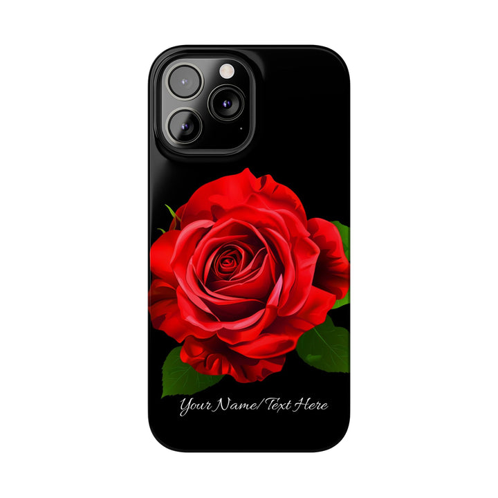 Slim Custom Personalized Red Rose Flowers Gift for Her Cute Phone Cases for Iphone 16 Pro Max | iPhone 15 Case | iPhone 15 Pro Max Case, Iphone 14, Iphone 14 Pro Max, Iphone 13 12 11 8 7 - Studio40ParkLane