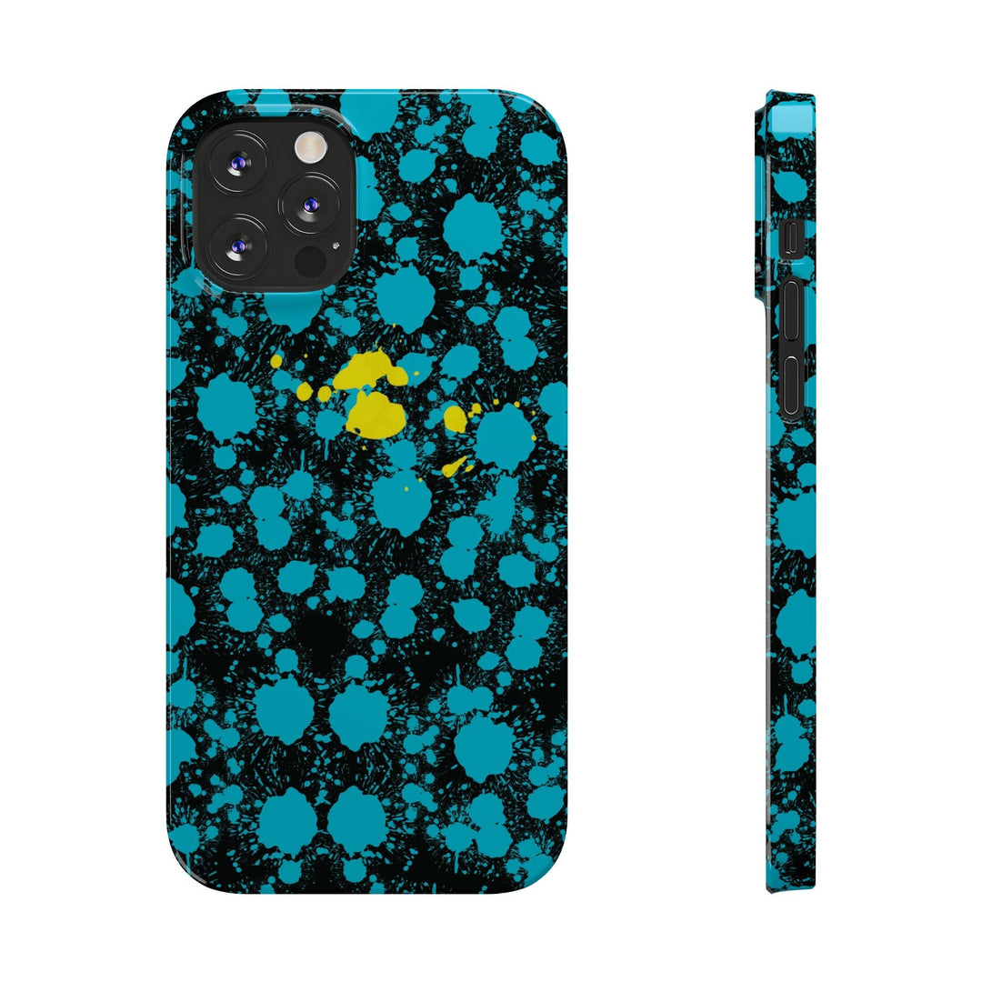 Slim Cute Phone Cases for Iphone - | iPhone 15 Case | iPhone 15 Pro Max Case, Iphone 14 Case, Iphone 14 Pro Max, Iphone 13, Paint Splash Blue Yellow - Studio40ParkLane