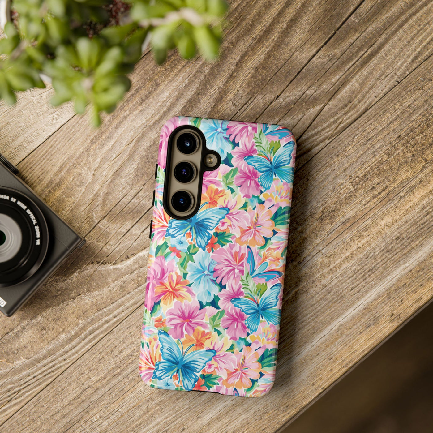 Premium Tough Butterflies Flowers Cute Phone Cases for Samsung S24, S23, S22, S21, S20, Plus and Ultra, Iphone 16 Pro Max,15, 14, 13, 12, 11, 10