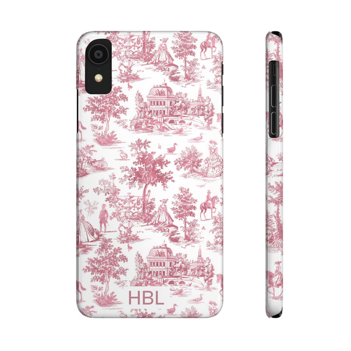 Slim Personalized Slim Pink Vintage French Toile Cute Phone Cases for Iphone 16 Pro Max | iPhone 15 Case | iPhone 15 Pro Max Case, Iphone 14, Iphone 14 Pro Max, Iphone 13 12 11 8 7 - Studio40ParkLane