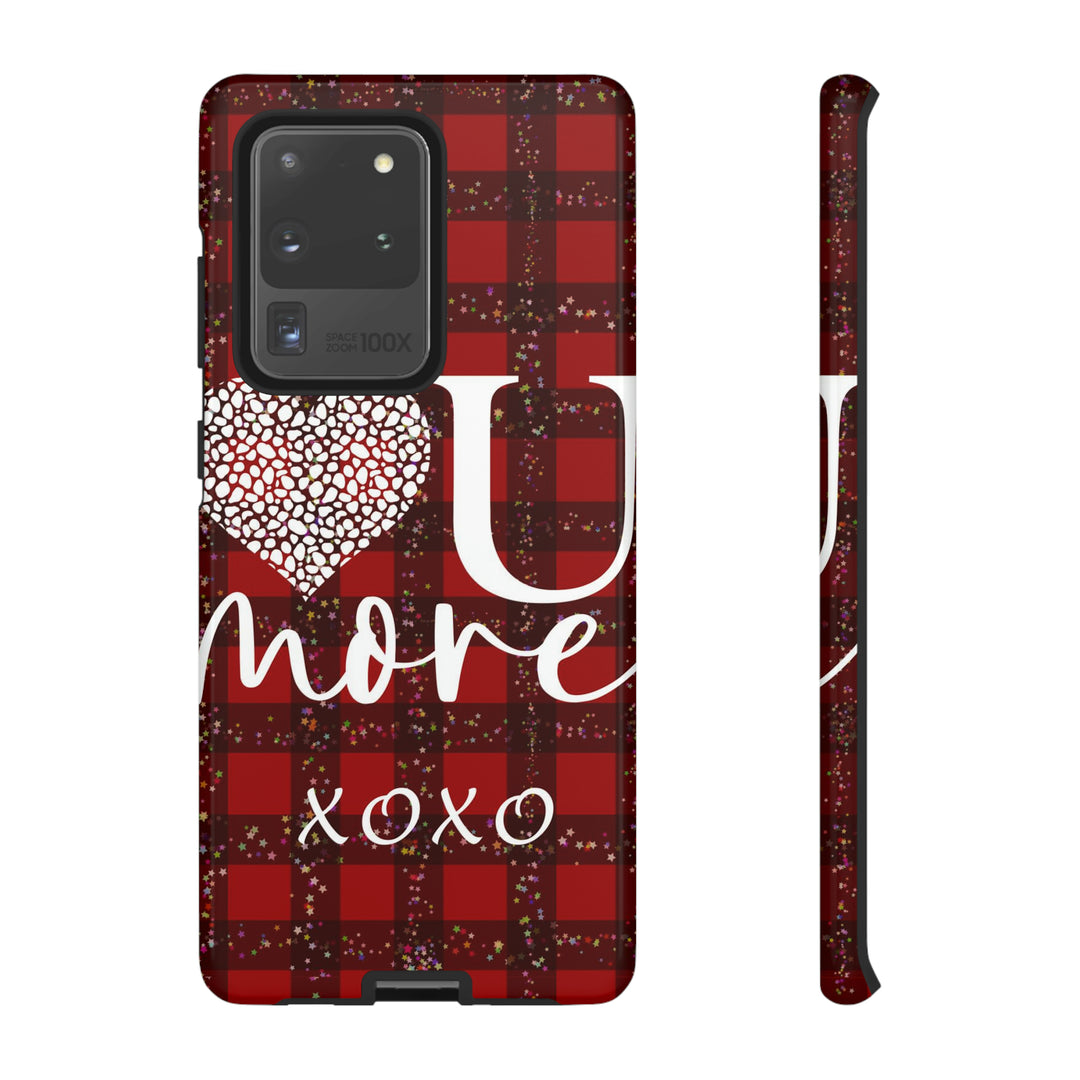 Cute Samsung Phone Cases, Designer Samsung Galaxy S23 Phone Case, Samsung S22 Case, Samsung S21 Case, Samsung S20 Case, Red Plaid Love You - Studio40ParkLane