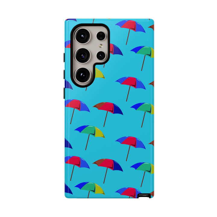 Cute Samsung Phone Case | Aesthetic Samsung Phone Case | Galaxy S23, S22, S21, S20 | Colorful Beach Parasols Blue, Protective Phone Case - Studio40ParkLane