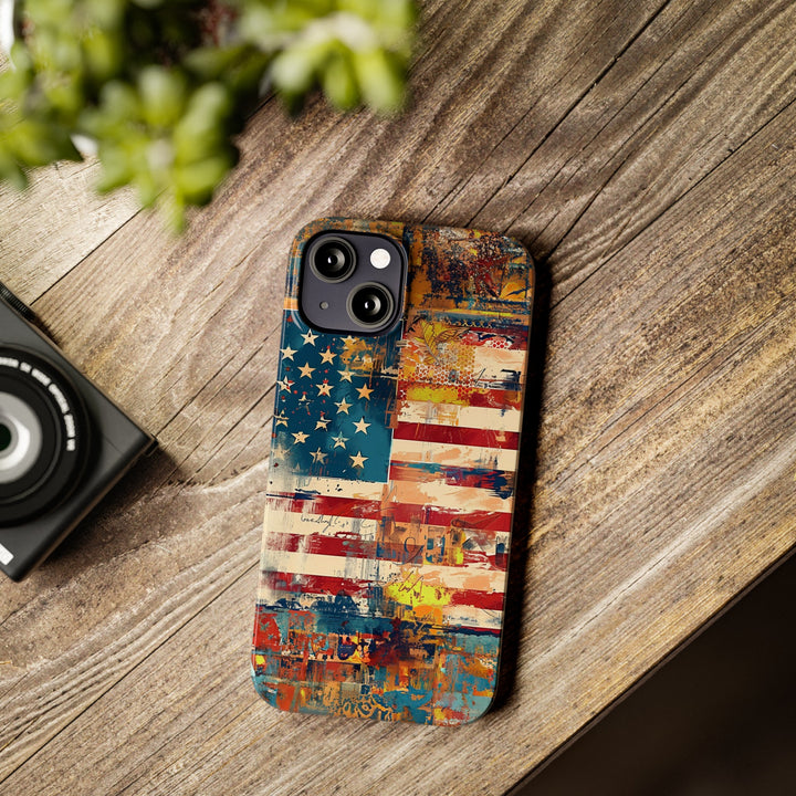 Slim Cute Phone Cases for Iphone | iPhone 15 Case | iPhone 15 Pro Max Case, Iphone 14, Iphone 14 Pro Max, Iphone 13, US Flag Abstract - Studio40ParkLane