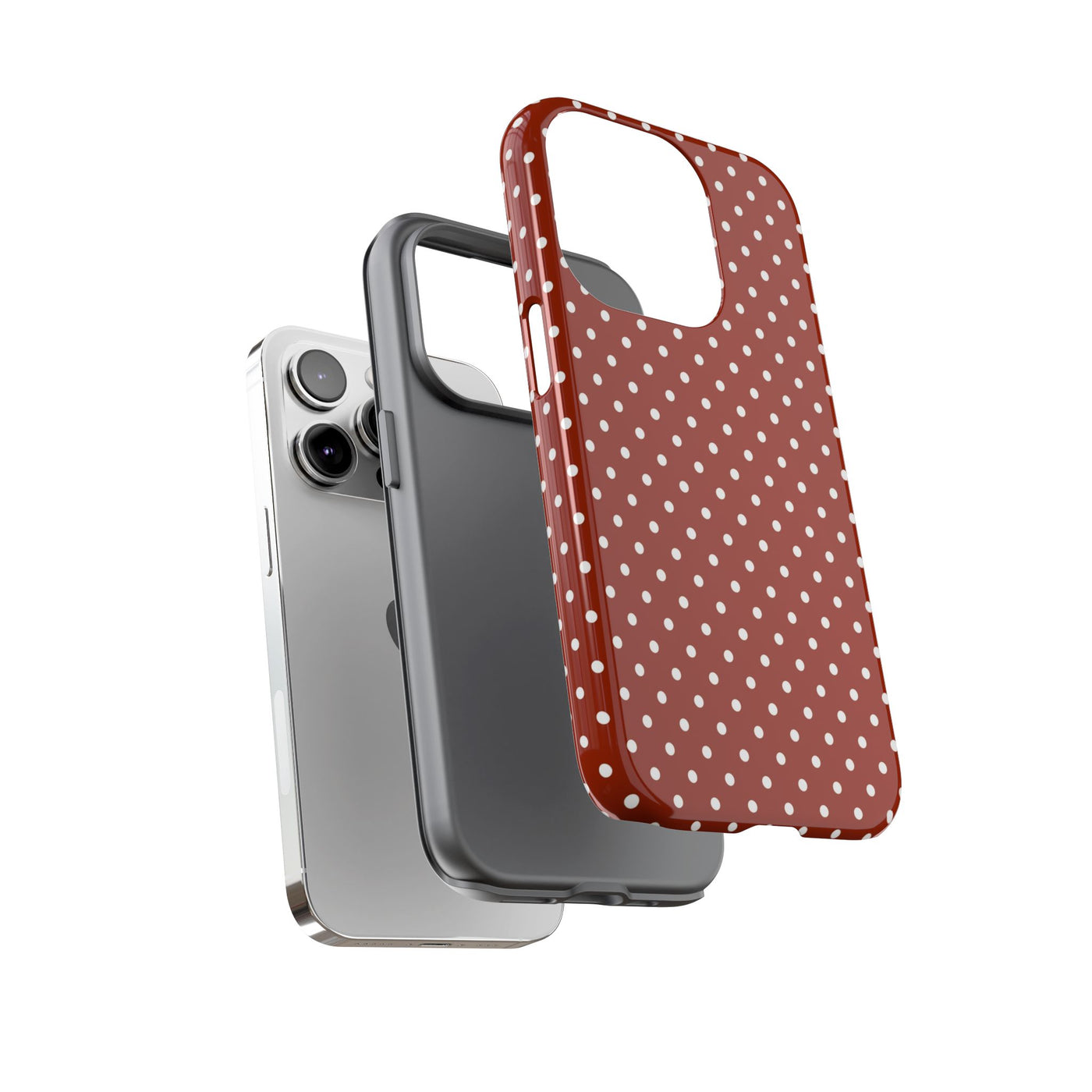 Aesthetic Tough Clay Red Polka Dots Premium Phone Case - For iPhone 17 Pro Max iPhone 16 Pro iPhone 15 Iphone 14 Plus 13 Pro 12 11 10 XR XS - Studio40ParkLane