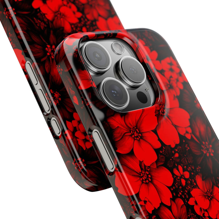 Slim Cute Phone Cases for Iphone - | iPhone 15 Case | iPhone 15 Pro Max Case, Iphone 14 Case, Iphone 14 Pro Max, Iphone 13, Red Black Flowers - Studio40ParkLane