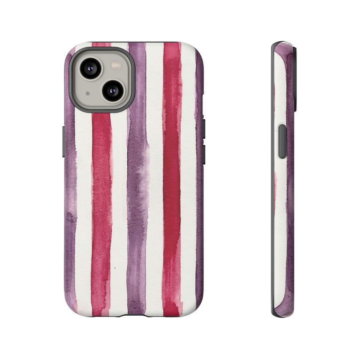 Tough Cute Wine Red Purple Stripes Phone Case, for IPhone 17 Pro Max | Iphone 17 Air, Iphone 16, IPhone 15, 14 13 12, Samsung Galaxy S26, S25, S24, S23 - Studio40ParkLane
