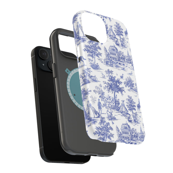 Blue Toile Magnetic Impact-Resistant Cute Phone Case for Iphone 16, iPhone 15 Pro Max Plus 14, 13, 12, 11 Gift for her - Studio40ParkLane
