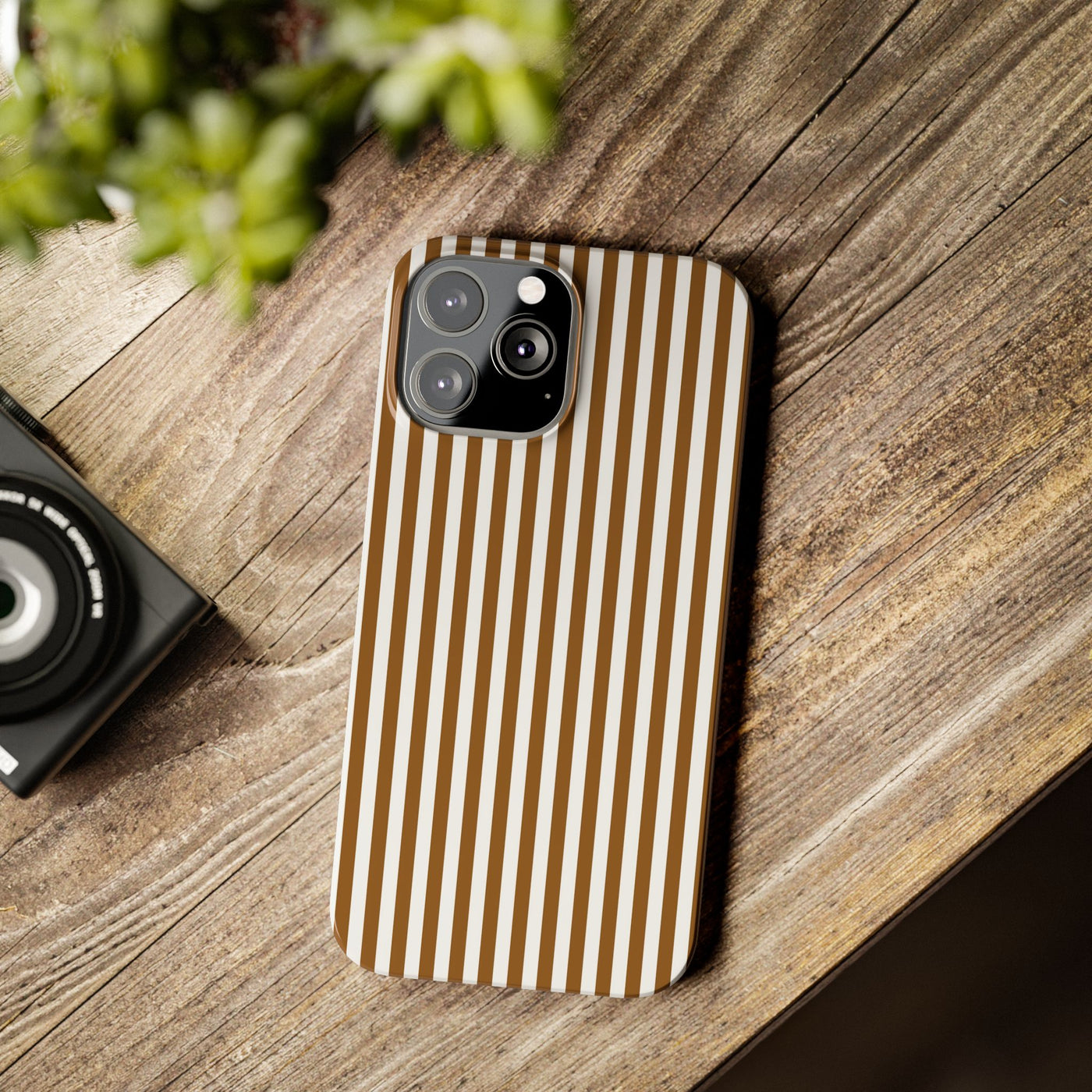 Slim Mocca Brown Striped Cute Phone Case for Iphone 16 - | iPhone 15 Pro Max Case | iPhone 14 Case Iphone 13 12 11 10 9 8 7 XS X Gift for Her - Studio40ParkLane