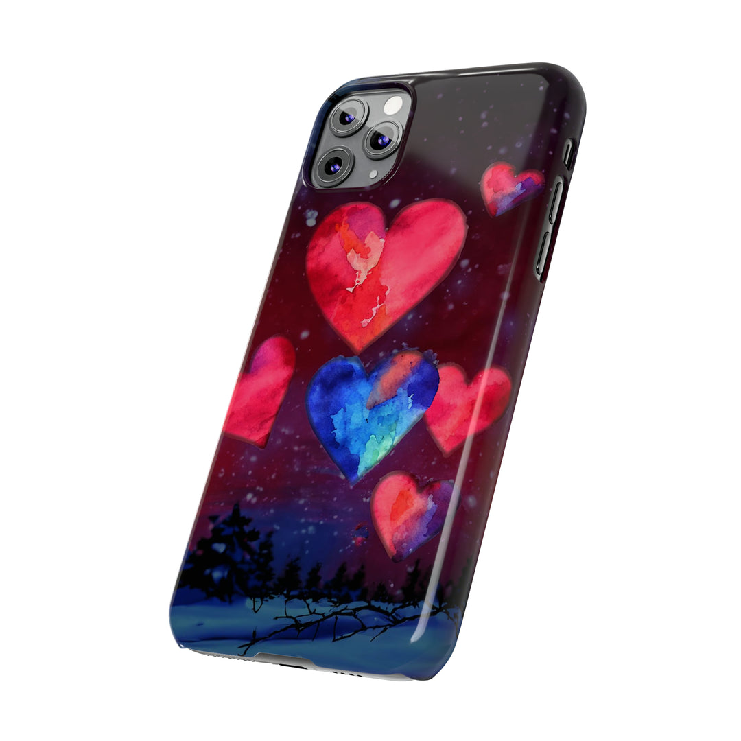 Slim Cute Phone Cases for Iphones - | iPhone 15 Case | iPhone 15 Pro Max Case, Iphone 14 Case, Iphone 14 Pro Max, Iphone 13, Night Sky Hearts Love - Studio40ParkLane