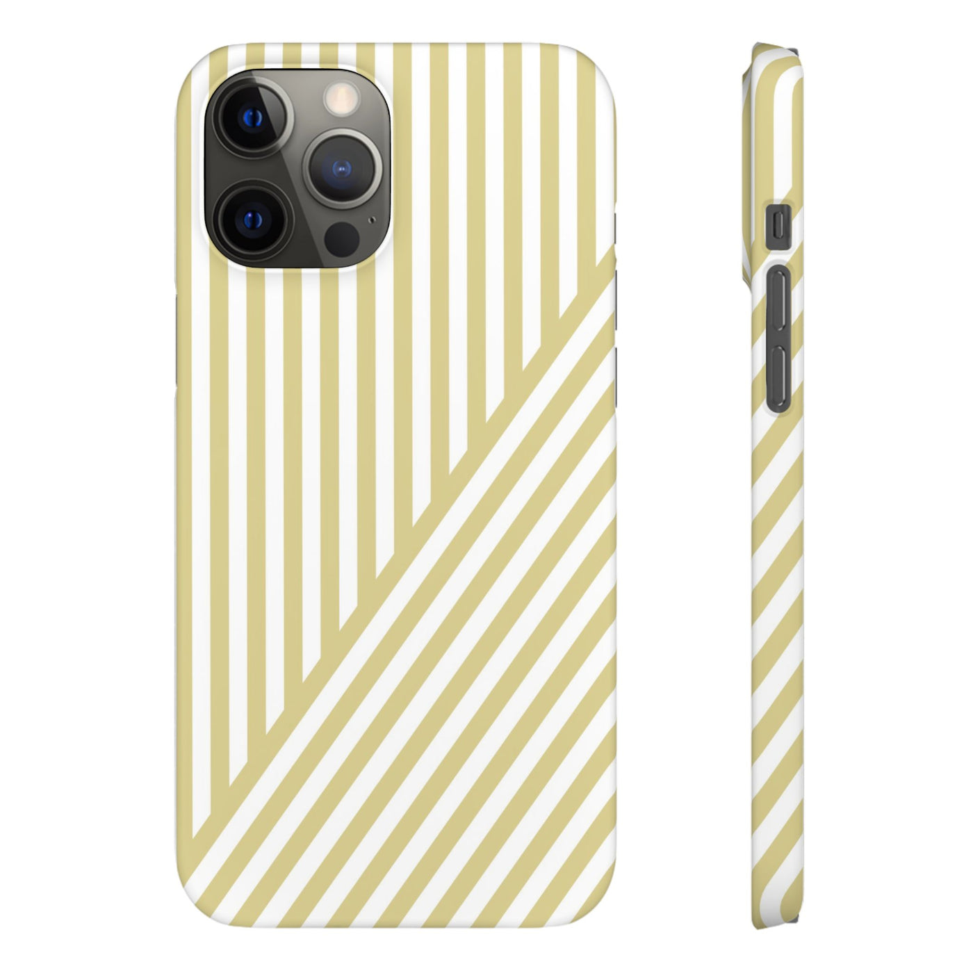Aesthetic Yellow Beige Stripes Cute Phone Case Sleek Snap - For iPhone 17 Pro Max iPhone 16 Pro iPhone 15 Iphone 14 Plus 13 Pro 12 11 10 Gift