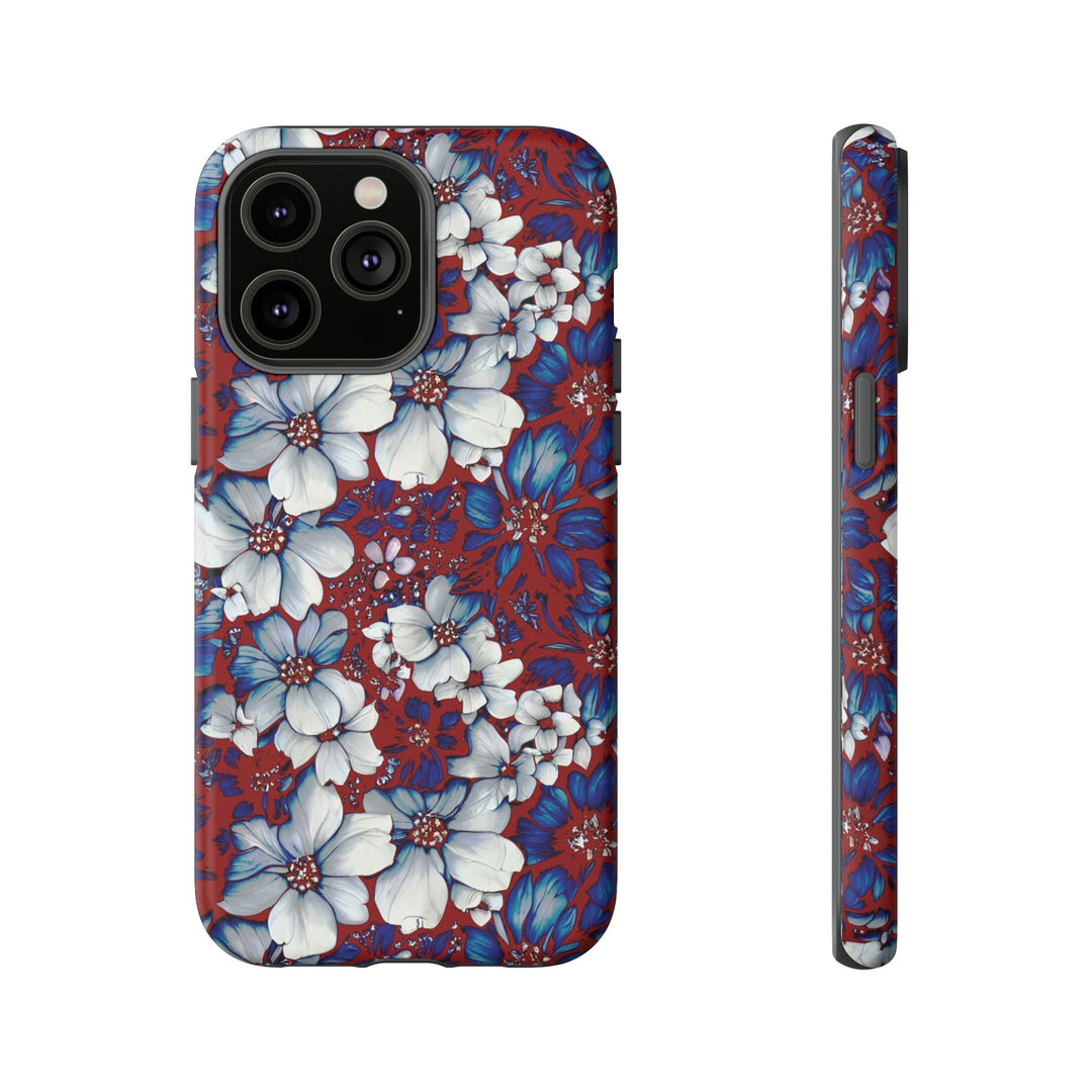 Cute IPhone Case | Red Blue Flowers, iPhone 15 Case | iPhone 15 Pro Case, Iphone 14 Case, Iphone 14 Pro Max Case, Protective Iphone Case - Studio40ParkLane