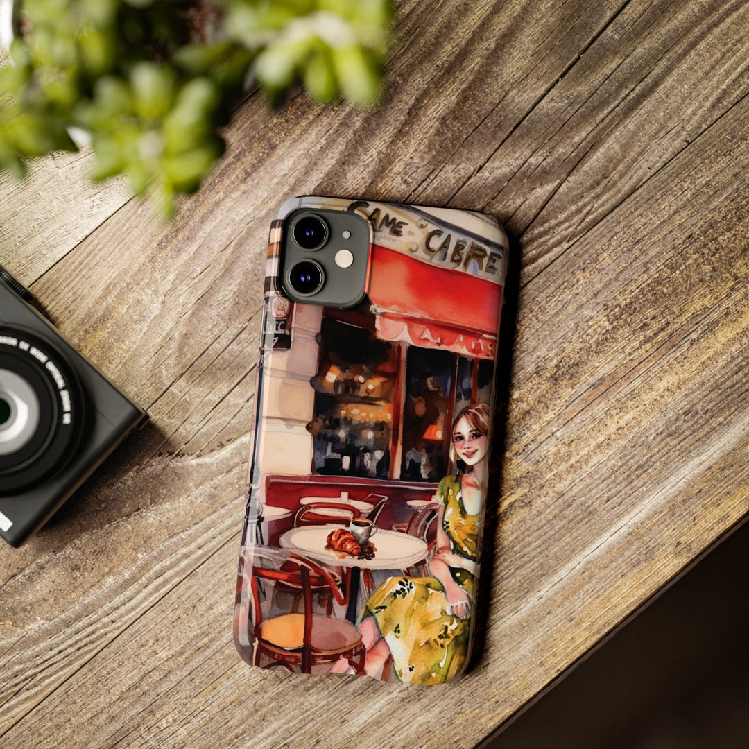 Slim Cute Phone Cases for Iphone - | iPhone 15 Case | iPhone 15 Pro Max Case, Iphone 14 Case, Iphone 14 Pro Max, Iphone 13, Paris Cafe Coffee Croissant - Studio40ParkLane