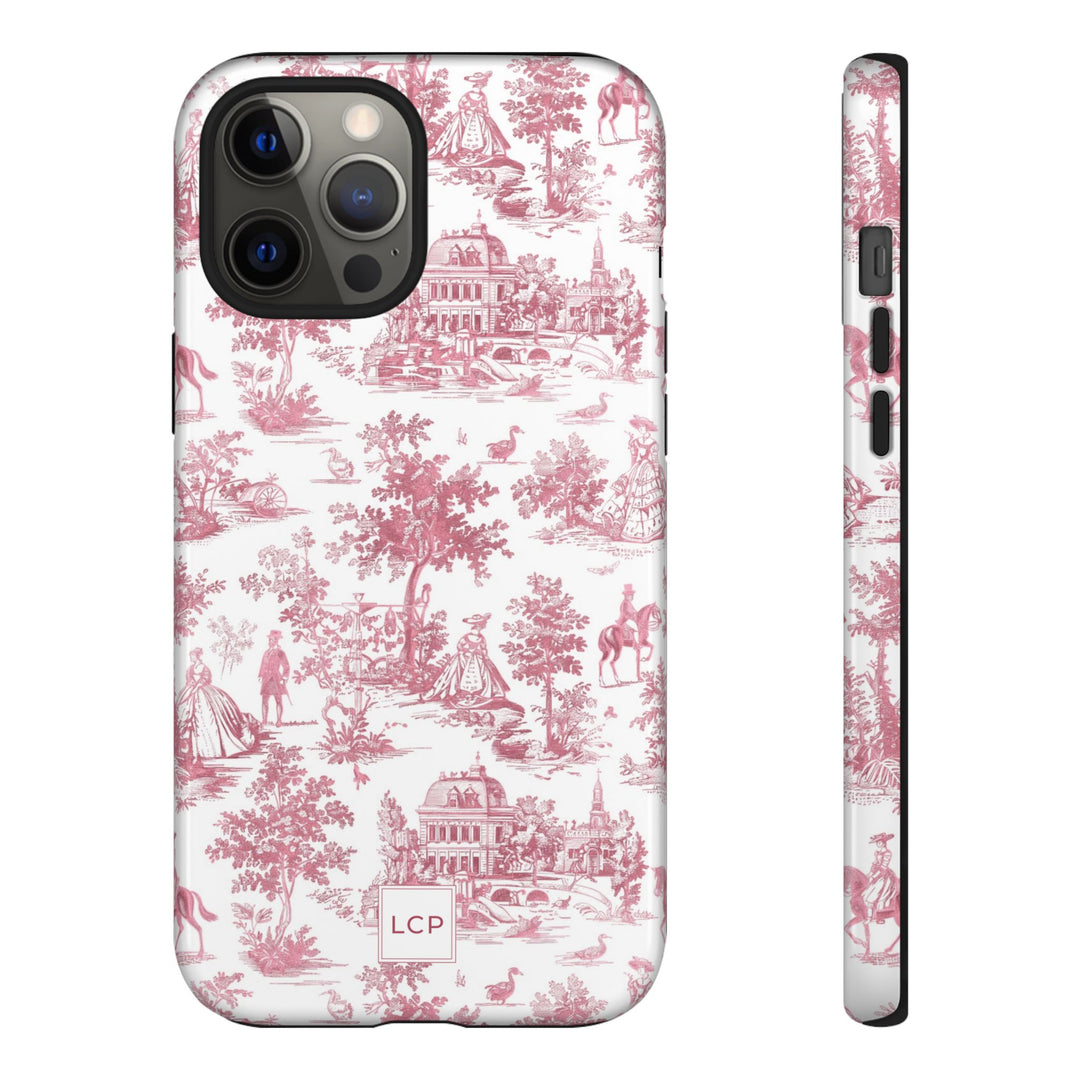 Personalized Custom French Toile Tough Cute Phone Case For Apple iPhone 18, 17, 16, 15 14, Pro Max, Samsung Galaxy S26, S25, S24 Plus Ultra