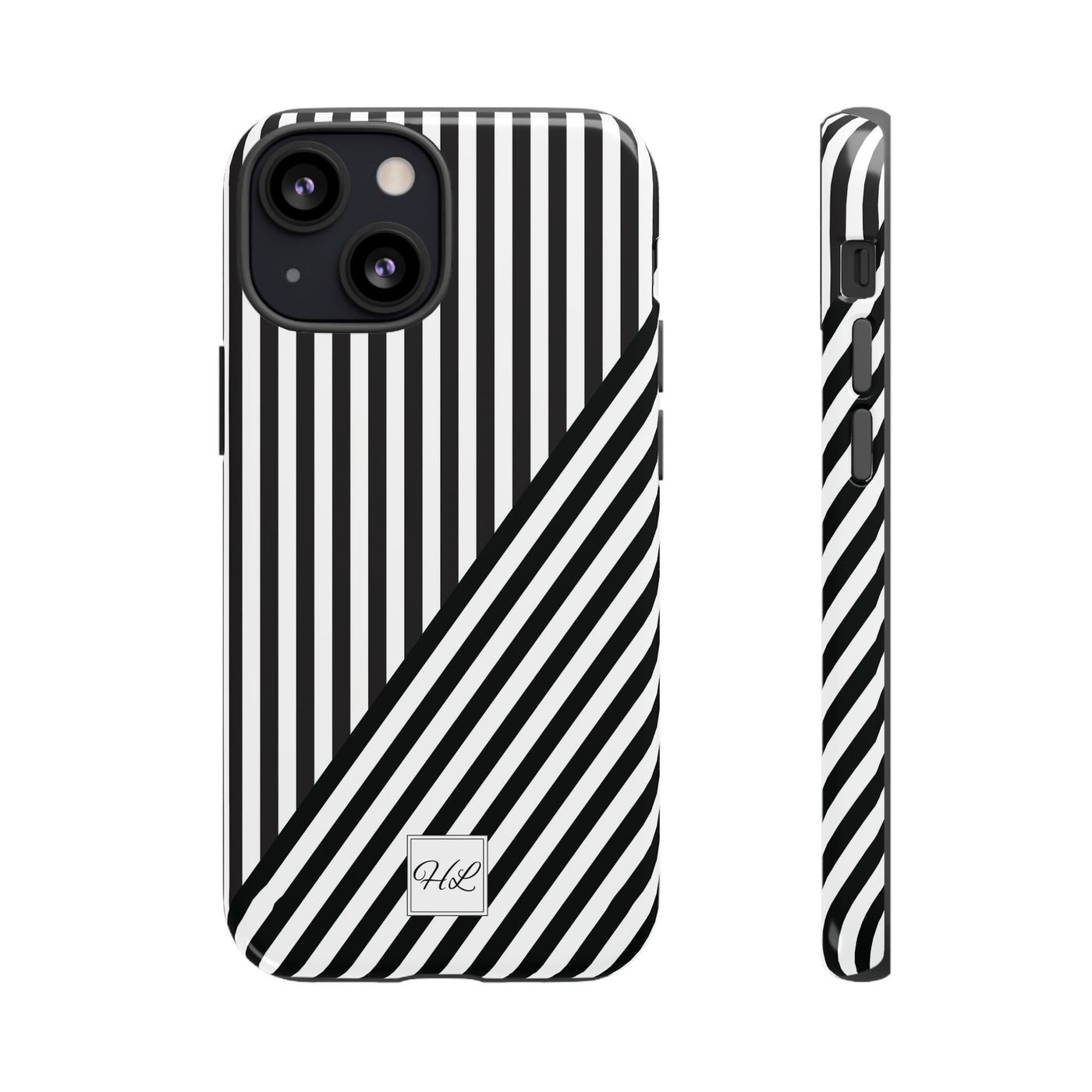 Custom Personalized Aesthetic Stripes Black White Tough Phone Case - For iPhone 17 Pro Max iPhone 16 Pro iPhone 15 Iphone 14 Plus 13 12 11 - Studio40ParkLane