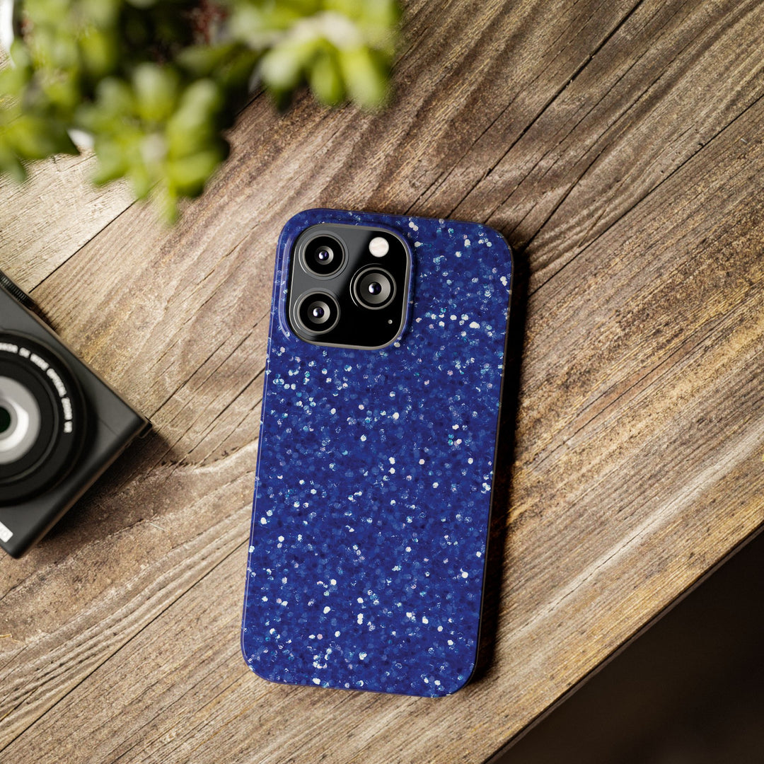 Slim Blue Muted Faux Play on Glitter Effect Cute Phone Cases for Iphone 16 Pro Max | iPhone 15 Case | iPhone 15 Pro Max Case, Iphone 14, Iphone 14 Pro Max, Iphone 13 12 11 8 7 - Studio40ParkLane