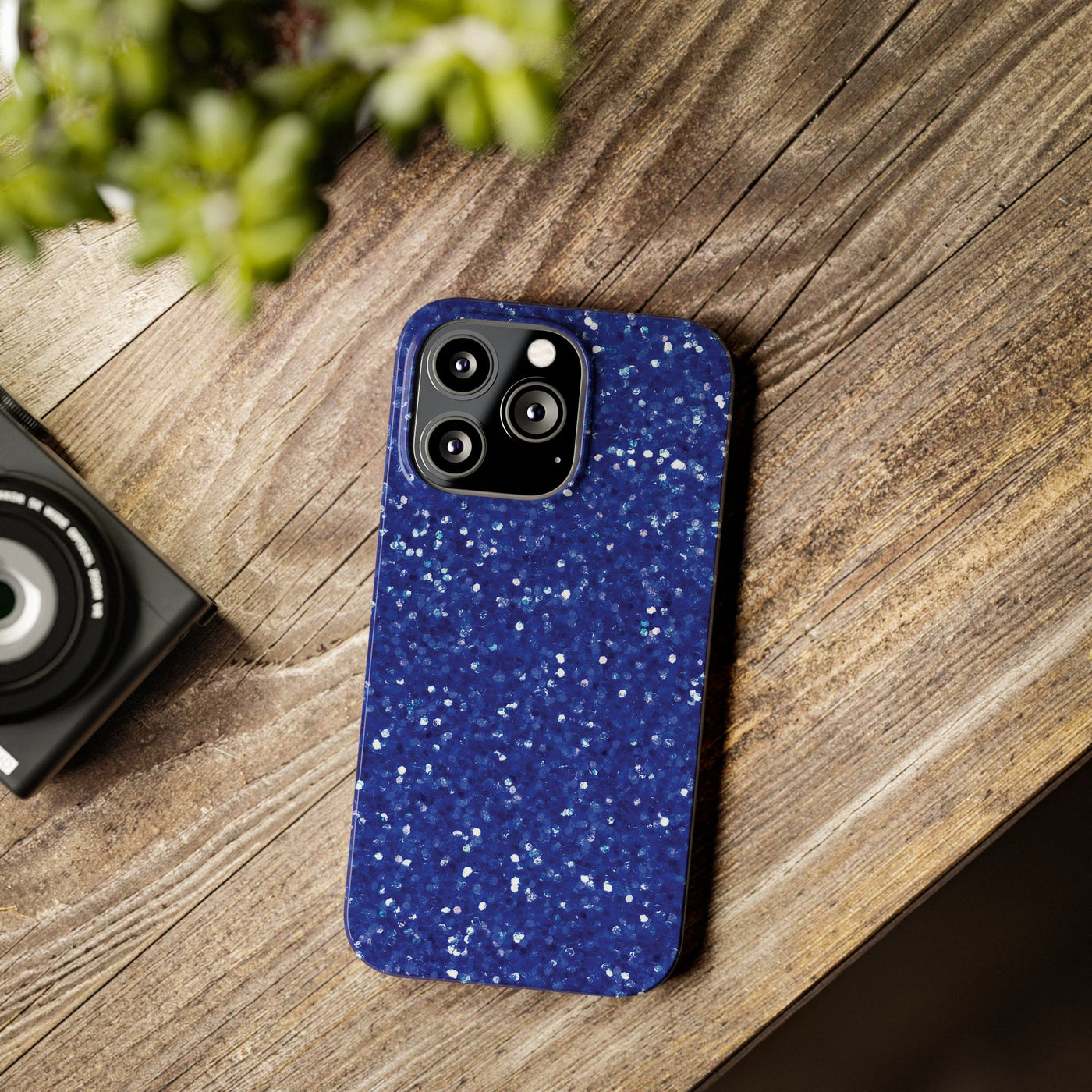 Slim Blue Muted Faux Play on Glitter Effect Cute Phone Cases for Iphone 16 Pro Max | iPhone 15 Case | iPhone 15 Pro Max Case, Iphone 14, Iphone 14 Pro Max, Iphone 13 12 11 8 7