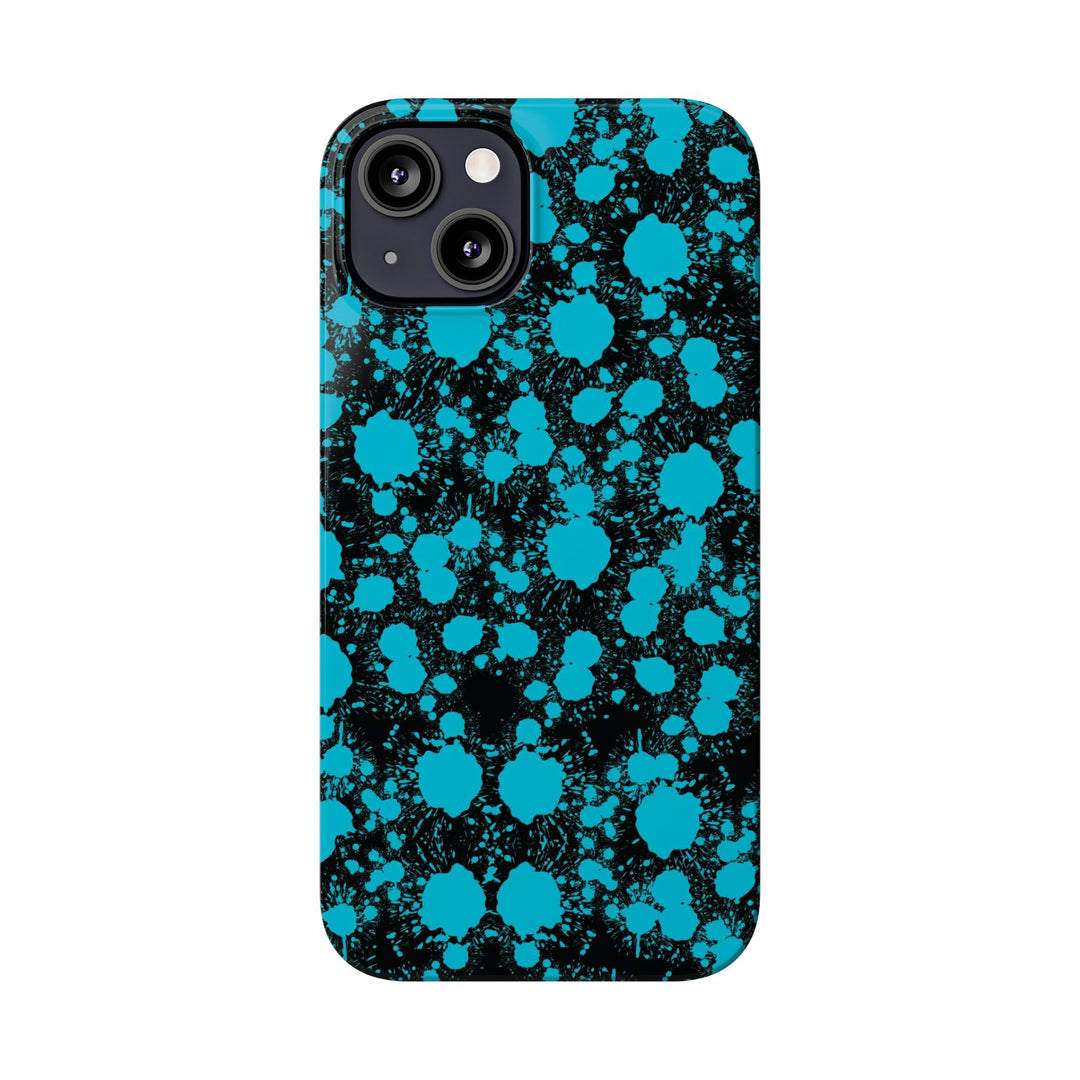Slim Cute Phone Cases for Iphone - | iPhone 15 Case | iPhone 15 Pro Max Case, Iphone 14 Case, Iphone 14 Pro Max, Iphone 13, Blue Paint Blots Splash - Studio40ParkLane