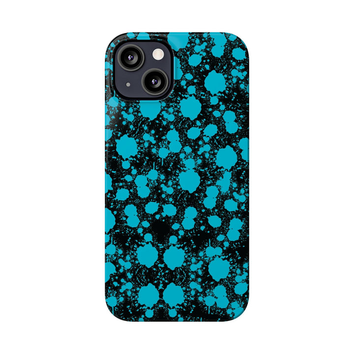 Slim Cute Phone Cases for Iphone - | iPhone 15 Case | iPhone 15 Pro Max Case, Iphone 14 Case, Iphone 14 Pro Max, Iphone 13, Blue Paint Blots Splash - Studio40ParkLane