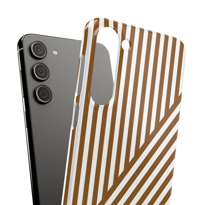 Aesthetic Mocha Brown Stripes Cute Phone Case Sleek Snap - For iPhone 17 Pro Max iPhone 16 Pro iPhone 15 Iphone 14 Plus 13 Pro 12 11 10 Gift - Studio40ParkLane