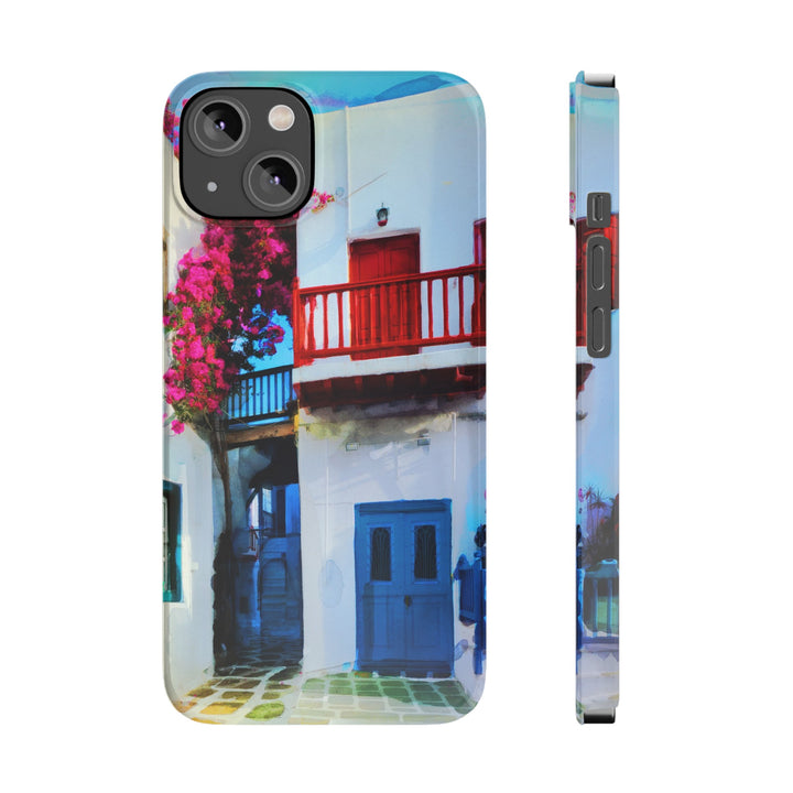 Slim Cute Phone Cases for Iphone | iPhone 15 Case | iPhone 15 Pro Max Case, Iphone 14, Iphone 14 Pro Max, Iphone 13, Colorful Greek Alley Watercolor - Studio40ParkLane