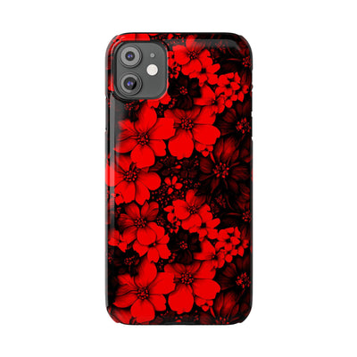 Slim Cute iPhone Cases - | iPhone 15 Case | iPhone 15 Pro Max Case, Iphone 14 Case, Iphone 14 Pro Max, Iphone 13, Red Black Flowers