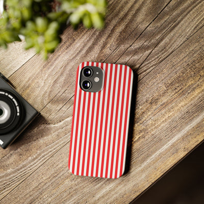 Slim Full Red Striped Cute Phone Case for Iphone 16 - | iPhone 15 Pro Max Case | iPhone 14 Case Iphone 13 12 11 10 9 8 7 XS X Gift for Her - Studio40ParkLane