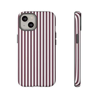 Tough Premium Burgundy Stripes Phone Case Gift for Her - For Apple iPhone 16 Pro Max 16e iPhone 15 Pro iPhone Iphone 14 Plus 13 Pro 12 SE XR - Studio40ParkLane