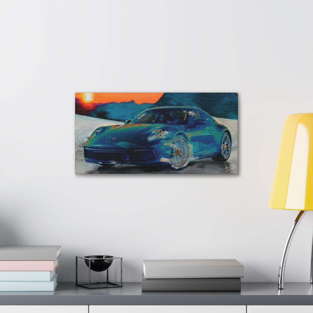 Porsche Wall Art on Canvas Print Gallery Wrapped - Gorgeous Porsche 911 Carrera Wall Art - Set in the mountains with a Sunset - Home Decor - Studio40ParkLane