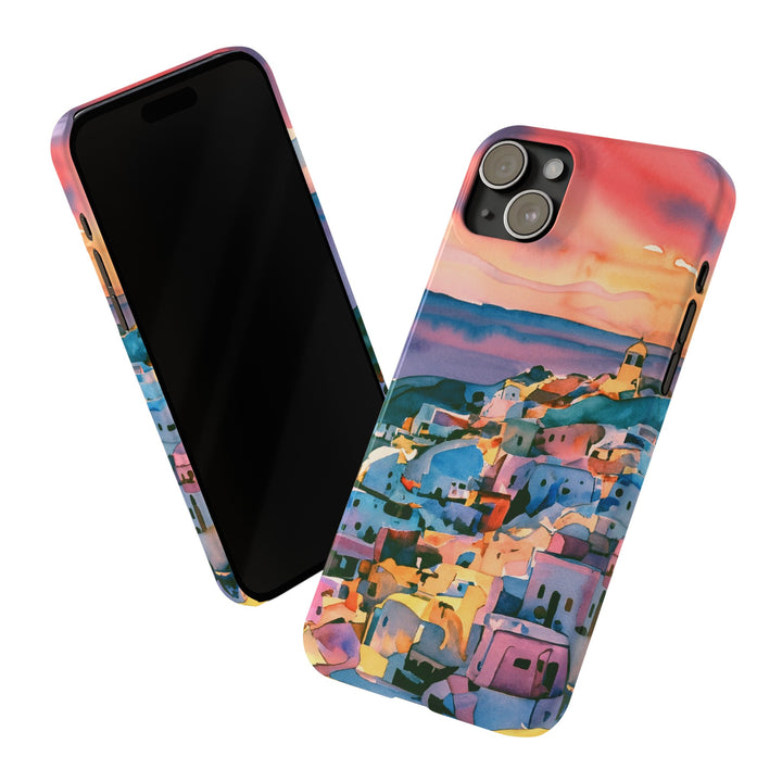 Slim Cute Phone Cases for Iphone | iPhone 15 Case | iPhone 15 Pro Max Case, Iphone 14, Iphone 14 Pro Max, Iphone 13, Colorful Greek House Watercolor - Studio40ParkLane