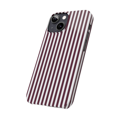 Slim Burgundy Wine Striped Cute Phone Case for Iphone 16 - | iPhone 15 Pro Max Case | iPhone 14 Case Iphone 13 12 11 10 9 8 7 Gift for Her - Studio40ParkLane