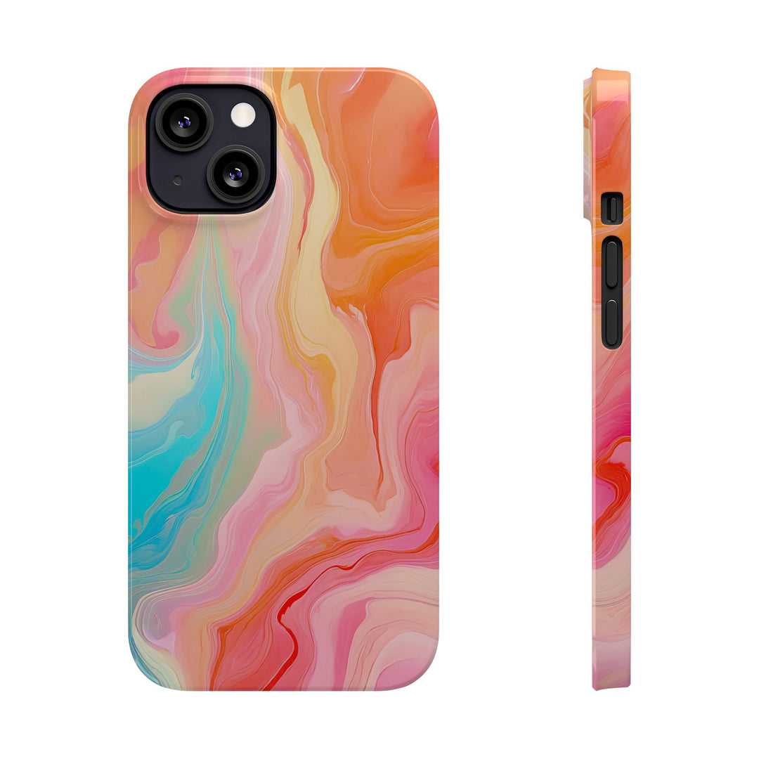Slim Blue Pink Orange Marbled Cute Phone Cases for Iphone 16 Pro Max | iPhone 15 Case | iPhone 15 Pro Max Case, Iphone 14, Iphone 14 Pro Max, Iphone 13 12 11 8 7 - Studio40ParkLane