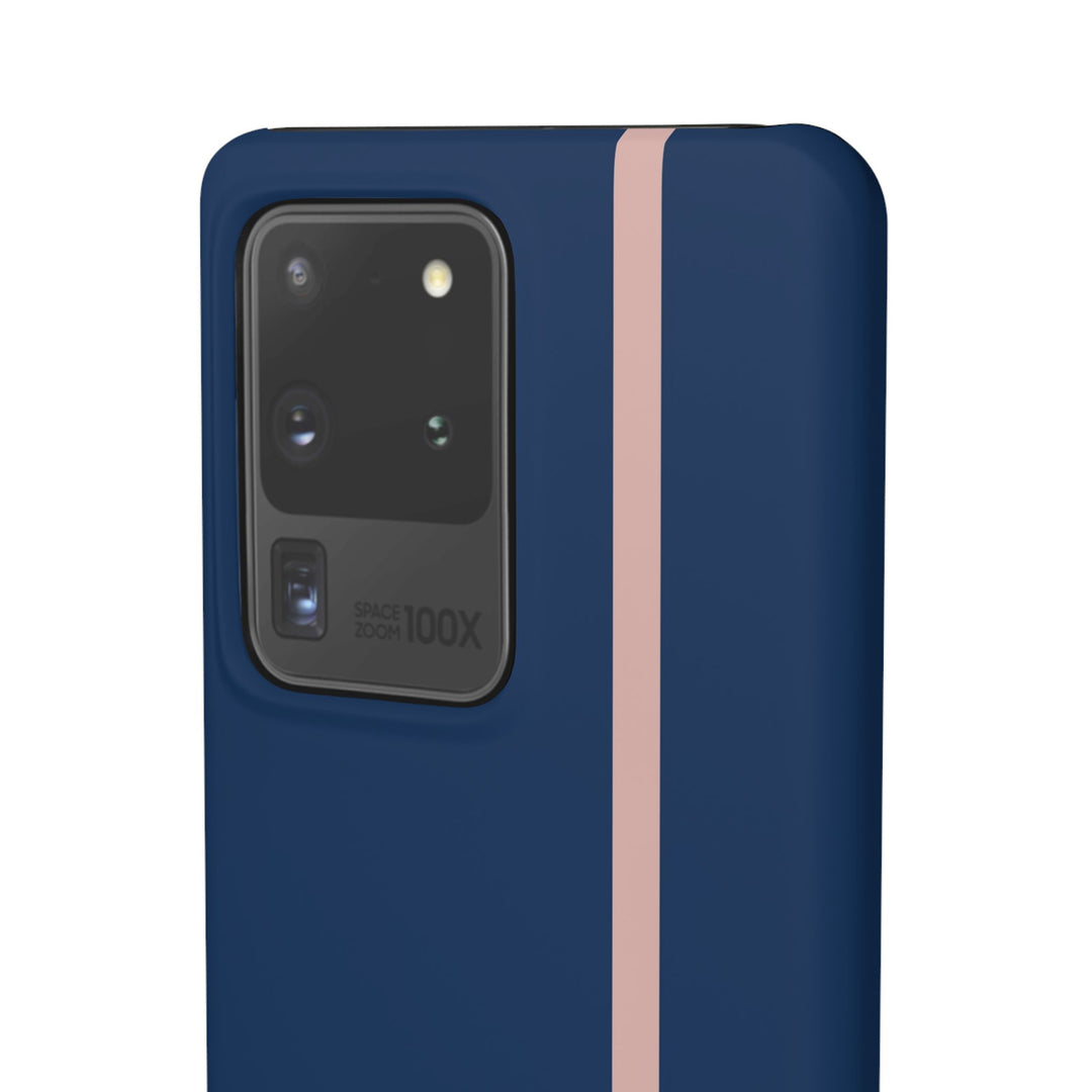 Sleek Navy Blue Pink Stripe Snap Phone Case for iPhone 18 17 16 15 14 13 Pro Max, Samsung Galaxy S26 S25 Ultra Lightweight Cute Phone Case - Studio40ParkLane