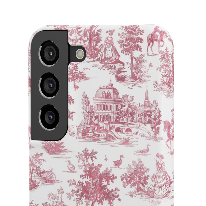 Sleek Snap Pink French Toile Cute Phone Case for iPhone 16 15 14 13 12 11 X Xs Max Xr Pro Plus Samsung Galaxy S24 S23 S22 S21 S20 Note Ultra