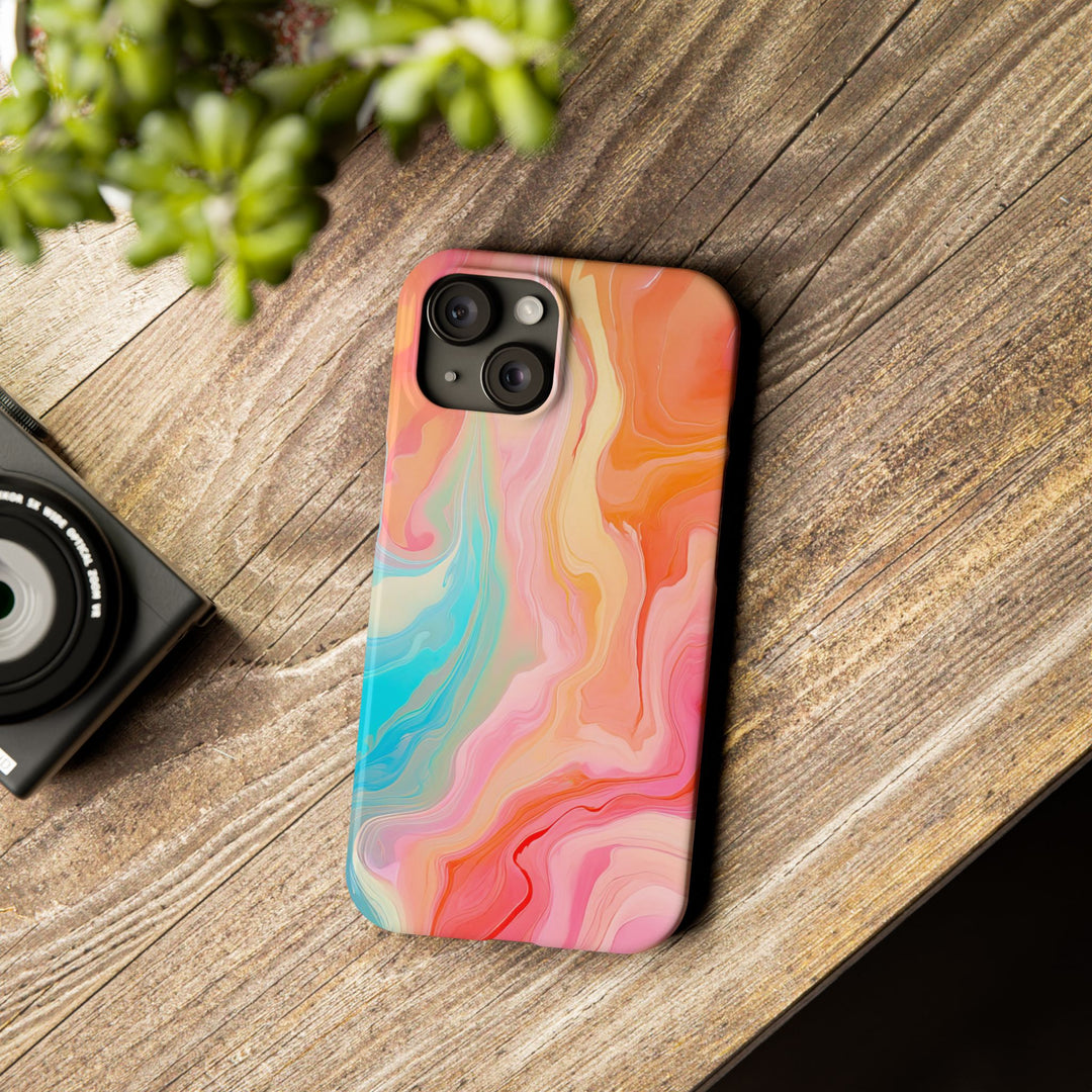 Slim Blue Pink Orange Marbled Cute Phone Cases for Iphone 16 Pro Max | iPhone 15 Case | iPhone 15 Pro Max Case, Iphone 14, Iphone 14 Pro Max, Iphone 13 12 11 8 7 - Studio40ParkLane