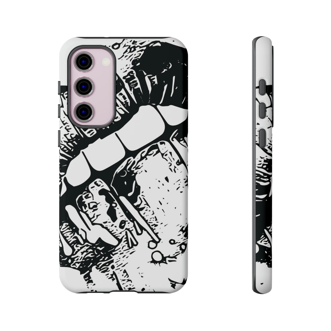 Cute Samsung Phone Case | Aesthetic Samsung Phone Case | Smile Lips Black White | Galaxy S23, S22, S21, S20 | Luxury Double Layer | Cool - Studio40ParkLane