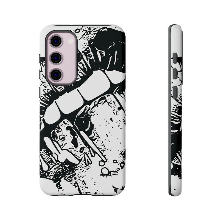 Cute Samsung Phone Case | Aesthetic Samsung Phone Case | Smile Lips Black White | Galaxy S23, S22, S21, S20 | Luxury Double Layer | Cool - Studio40ParkLane