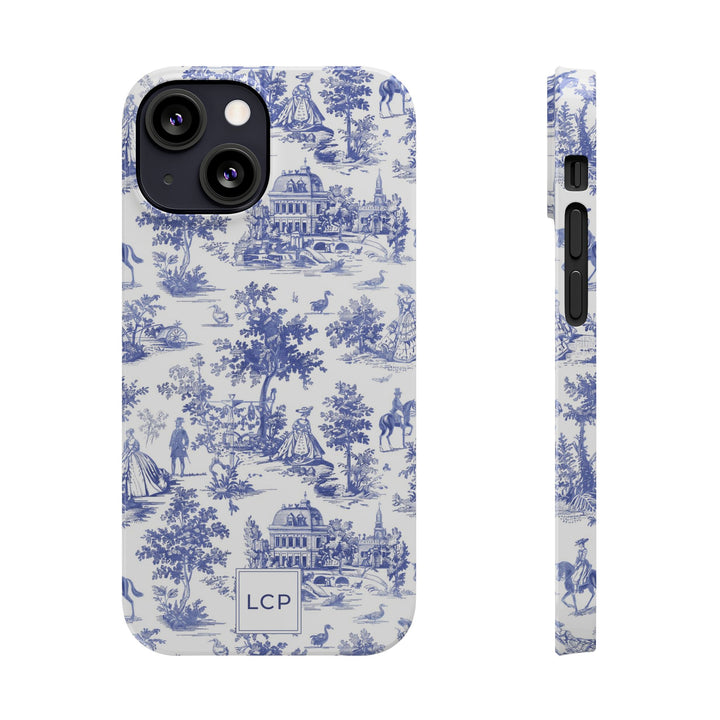 Slim Personalized Slim Blue Vintage French Toile Cute Phone Cases for Iphone 16 Pro Max | iPhone 15 Case | iPhone 15 Pro Max Case, Iphone 14, Iphone 14 Pro Max, Iphone 13 12 11 8 7 - Studio40ParkLane