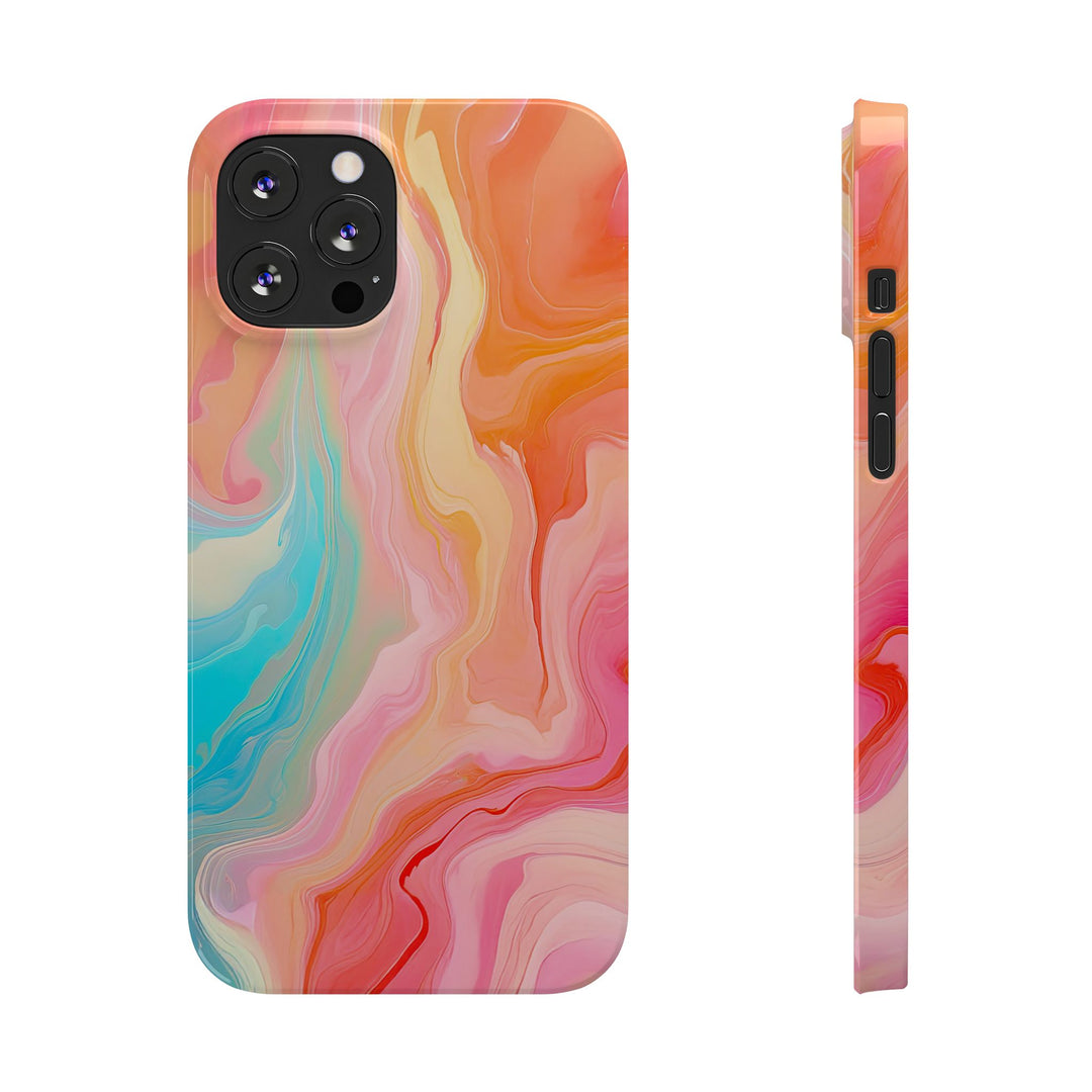 Slim Blue Pink Orange Marbled Cute Phone Cases for Iphone 16 Pro Max | iPhone 15 Case | iPhone 15 Pro Max Case, Iphone 14, Iphone 14 Pro Max, Iphone 13 12 11 8 7 - Studio40ParkLane