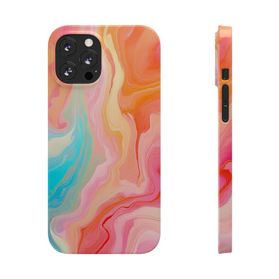 Slim Blue Pink Orange Marbled Cute Phone Cases for Iphone 16 Pro Max | iPhone 15 Case | iPhone 15 Pro Max Case, Iphone 14, Iphone 14 Pro Max, Iphone 13 12 11 8 7