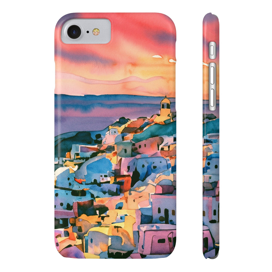 Slim Cute Phone Cases for Iphone | iPhone 15 Case | iPhone 15 Pro Max Case, Iphone 14, Iphone 14 Pro Max, Iphone 13, Colorful Greek House Watercolor - Studio40ParkLane