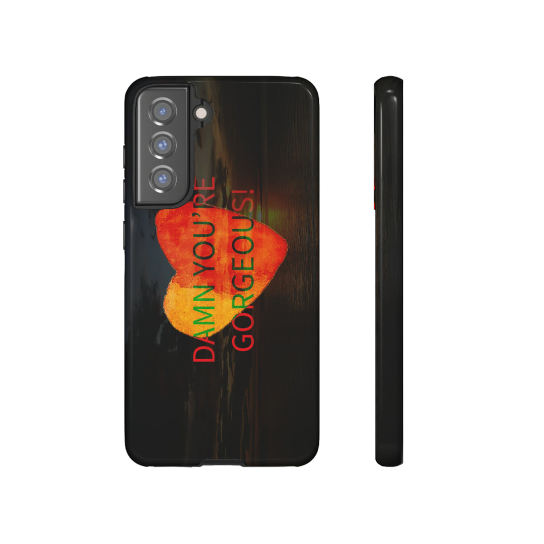 Cute Samsung Phone Case | Aesthetic Samsung Phone Case | Sunset Heart | Galaxy S23, S22, S21, S20 | Luxury Double Layer | Cool - Studio40ParkLane