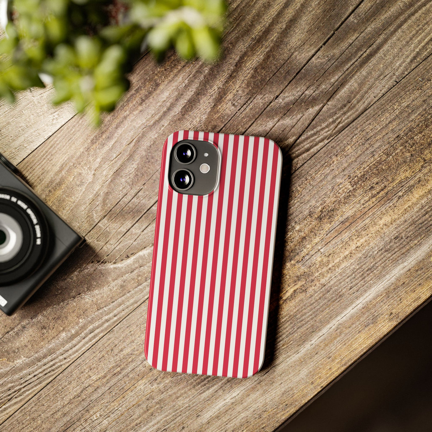 Slim Red Winterberry Striped Cute Phone Case for Iphone 16 - | iPhone 15 Pro Max Case | iPhone 14 Case 13 12 11 10 9 8 7 X XS Gift for Her