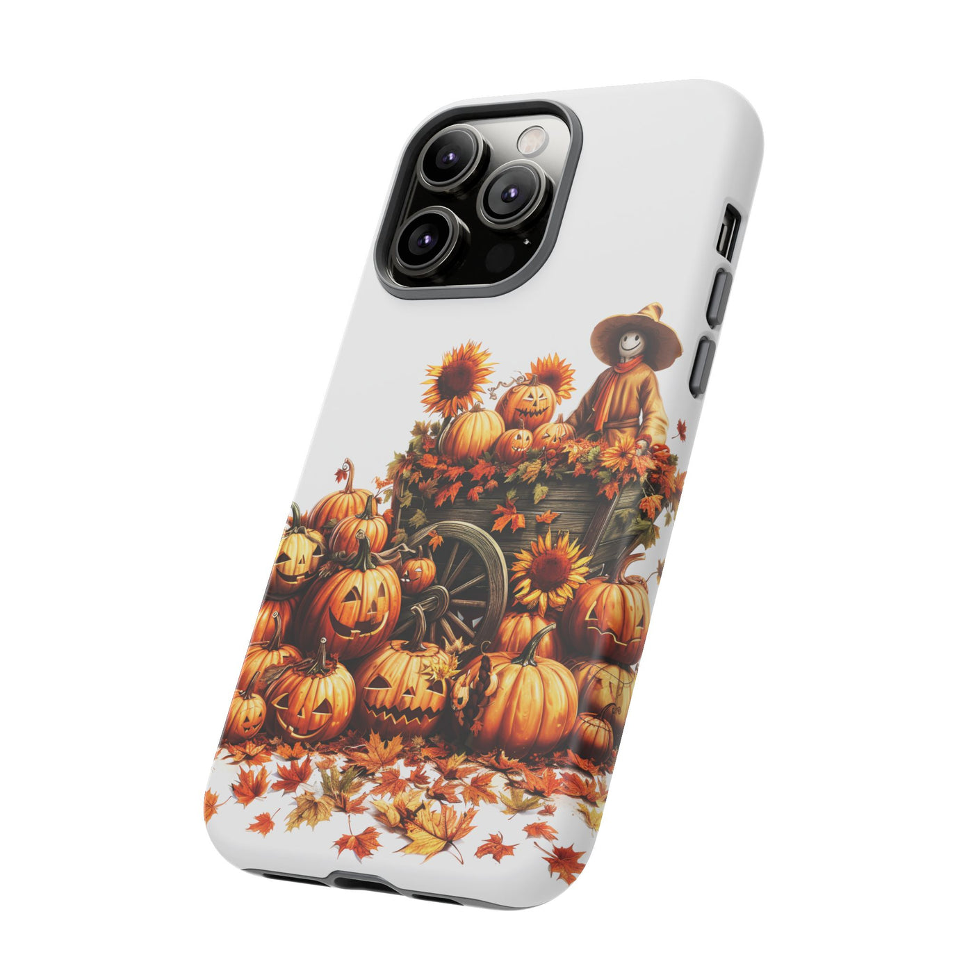 Impact Resistant, Fall Leaves Scarecrow, Cute Phone Cases for Samsung S24, S23, S22, S21, IPhone 15 pro Iphone 14 pro Iphone 13 IPhone 12 Iphone 11