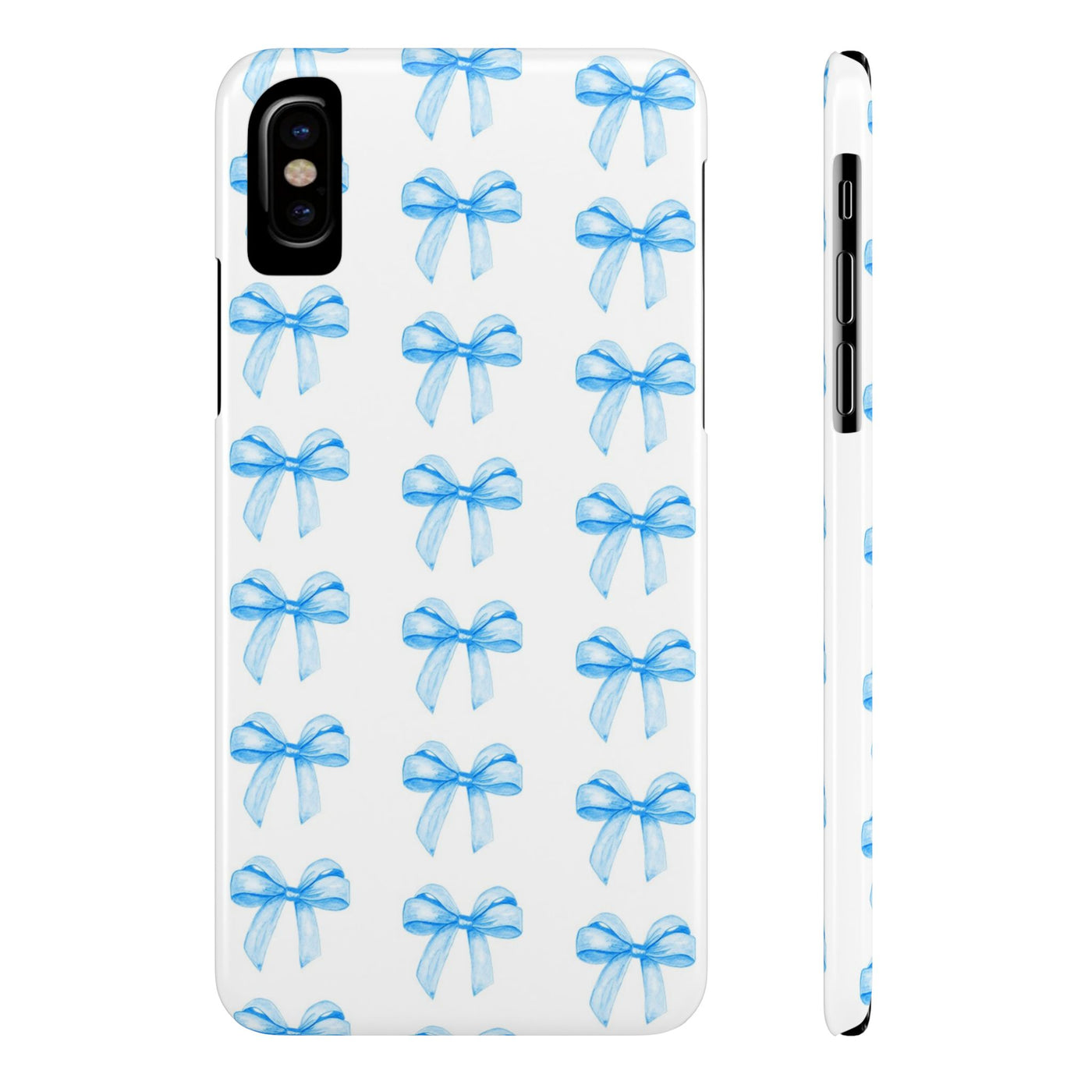 Slim Blue Bows Cute Phone Cases for Iphone 16 Pro Max | iPhone 15 Case | iPhone 15 Pro Max Case, Iphone 14, Iphone 14 Pro Max, Iphone 13 12 11 8 7