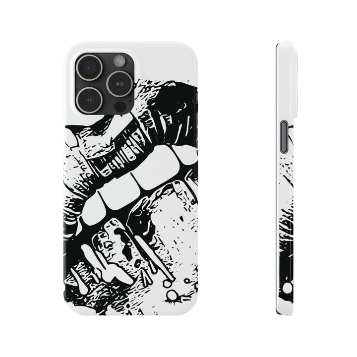 Slim Cute Phone Cases for Iphone - | iPhone 15 Case | iPhone 15 Pro Max Case, Iphone 14 Case, Iphone 14 Pro Max, Iphone 13, Smile Lips Black and White - Studio40ParkLane
