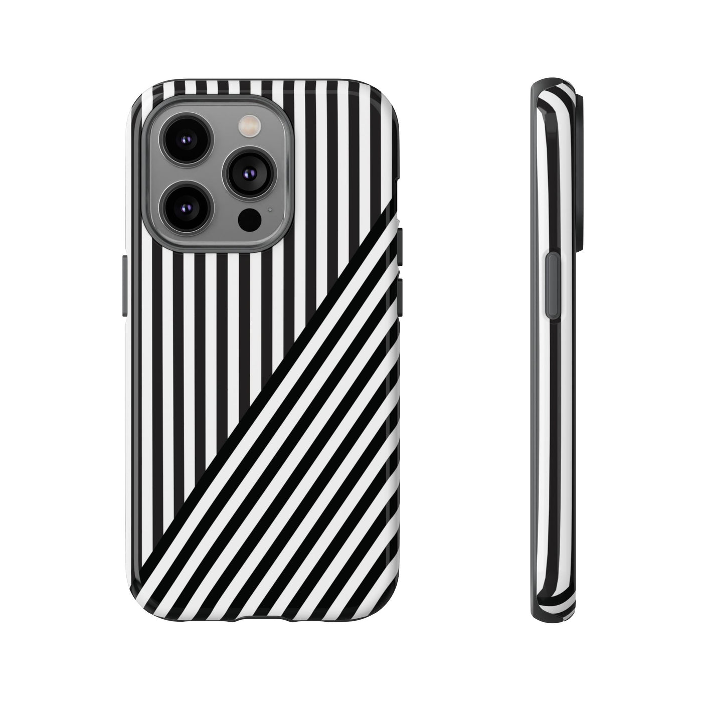 Aesthetic Tough Black White Stripes Phone Case - For iPhone 17 Pro Max iPhone 16 Pro iPhone 15 Iphone 14 Plus 13 Pro 12 11 10 XR - Studio40ParkLane