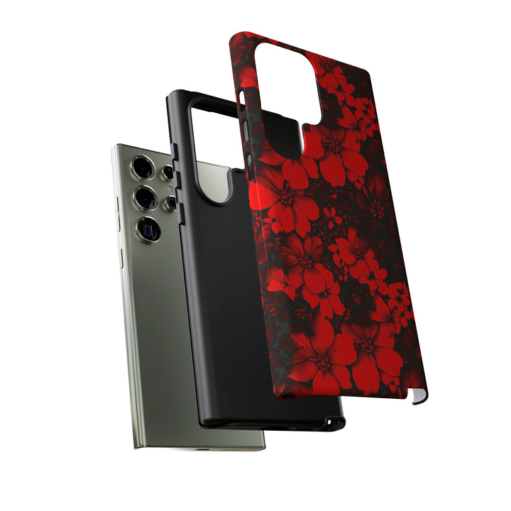Cute Samsung Phone Case | Aesthetic Samsung Phone Case | Galaxy S23, S22, S21, S20 | Red Black Flowers, Protective Phone Case - Studio40ParkLane