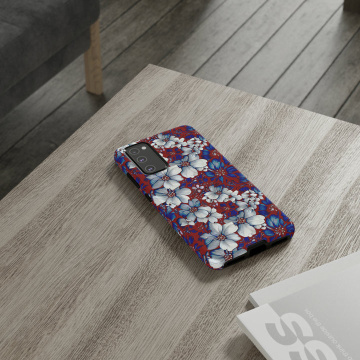 Cute Samsung Phone Case | Aesthetic Samsung Phone Case | Galaxy S23, S22, S21, S20 | Red Blue Flowers, Protective Phone Case - Studio40ParkLane